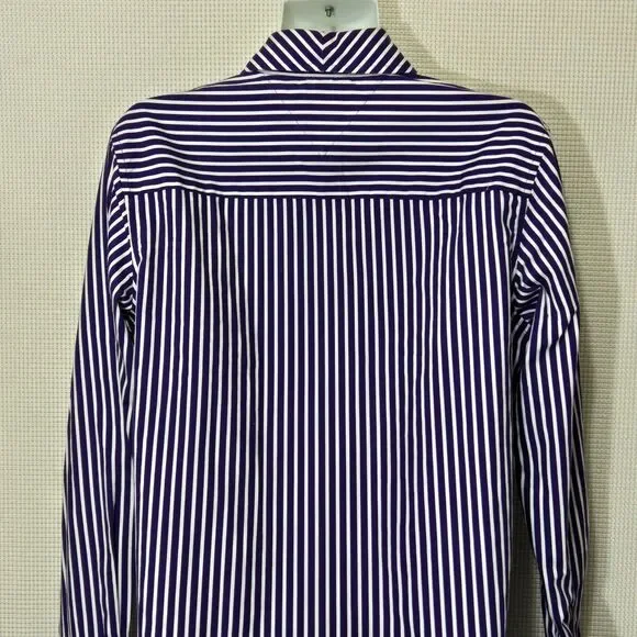 Tommy Hilfiger Button Up Shirt Womens 10 Purple White Striped Velvet LinedCollar - Picture 6 of 10